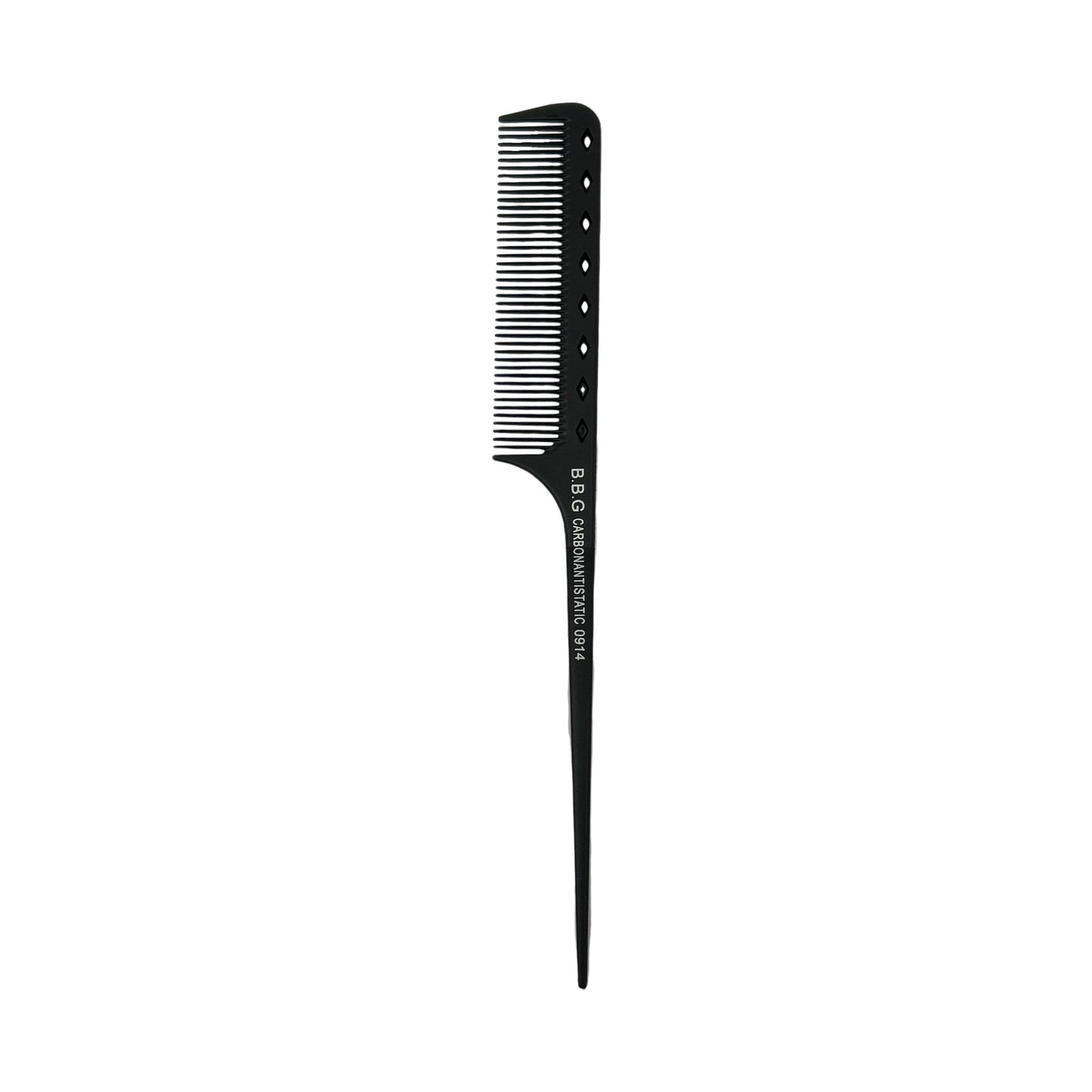 BBG Professional Carbon Comb with Pointed Handle | Medium Teeth 0914 | Black | 12pcs