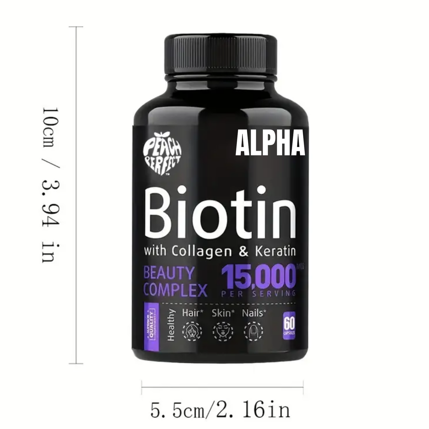 Biotin with Collagen & Keratin - Beauty Complex, 15,000mcg, Multivitamin For Hair And Nail Nourishment, 60 Capsules/bottle