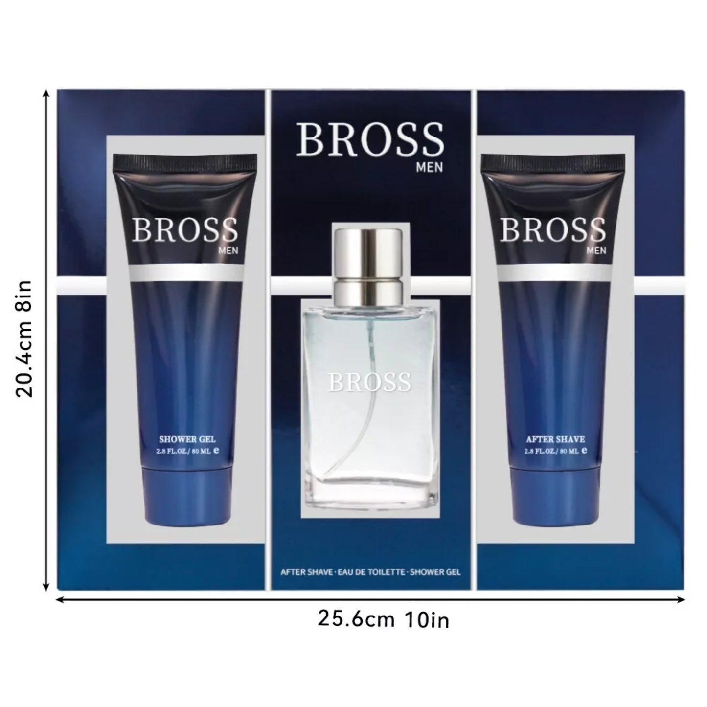 Bross Men 3-Piece Luxury Perfume Gift Set β Eau de Toilette, After Shave & Shower Gel