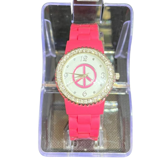 Fancy Watches for Girls with Peace Sign, 1 Pc per Pack, Available in 4 different colors