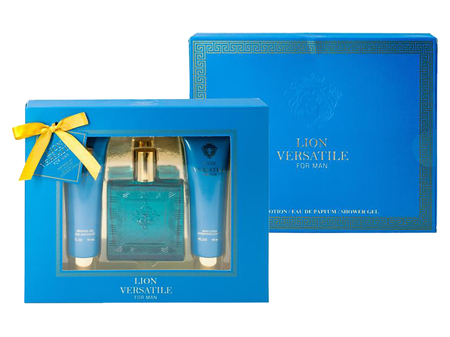 Lion Versatile For Men Cologne Gifts Sets for Men, Eau De Toilette (3.4 fl oz), Body Lotion (3.0 fl oz), Shower Gel (3.0 fl oz), Pack of 3