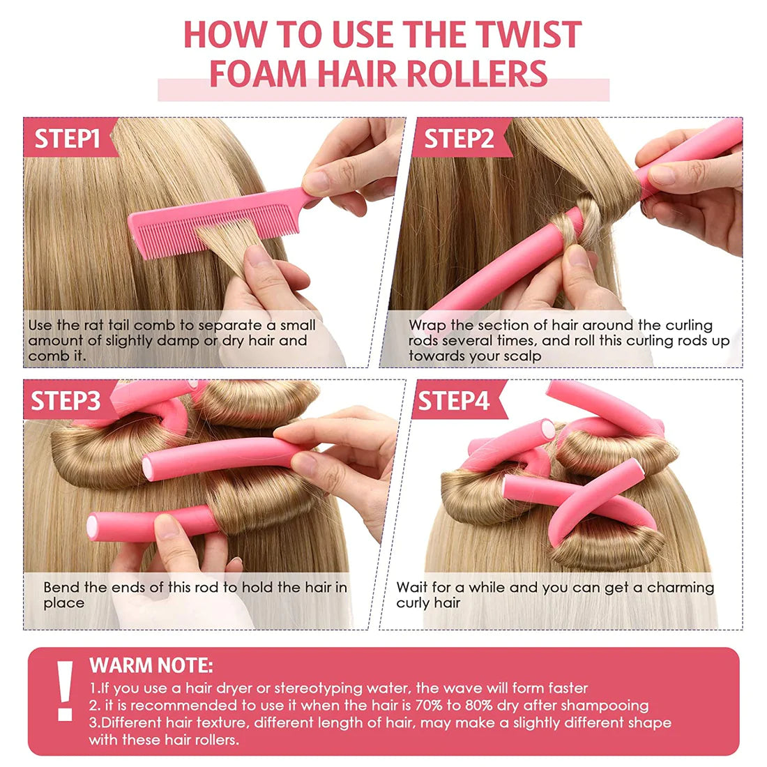 10 Pcs Spiral Twist Hair Curlers DIY Styling Flexible Curler, size :1/2 (#4)