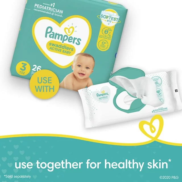 Pampers Sensitive Baby Wipes, Fragrance-Free Pop-Top Pack, 56 Count