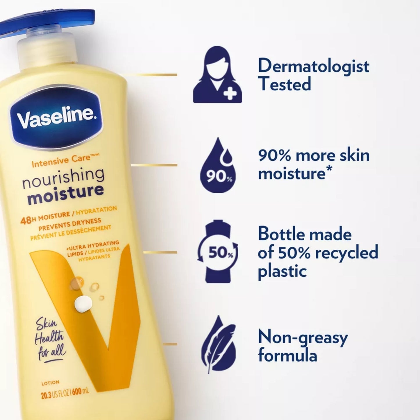 Vaseline Intensive Care Nourishing Moisture Lotion - 48H Hydration (20.3 fl oz / 600ml)