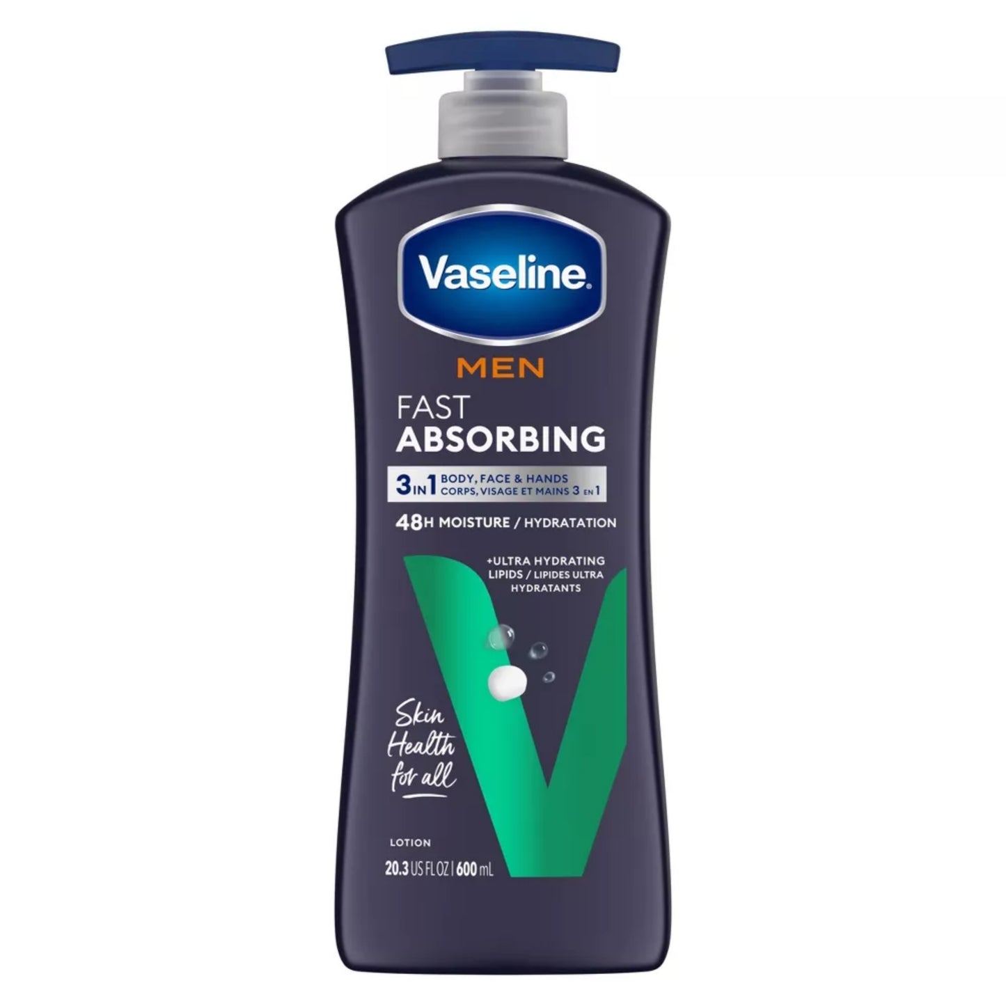 Vaseline Men Fast Absorbing 3-in-1 Lotion - 48H Hydration (20.3 oz)