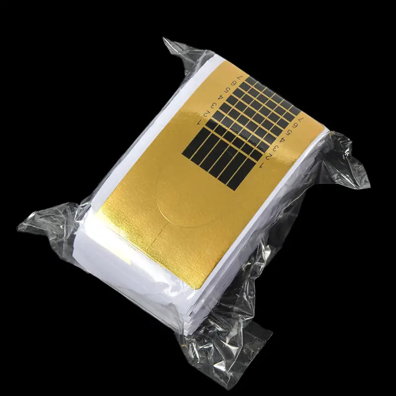 Golden Rectangle Nail Forms - 100 Pcs Self-Adhesive and Durable Nail Extension Molds with Numbered Tips Form Guide, Perfect for UV Gel - Ideal for Nail DIY Enthusiasts and Learners