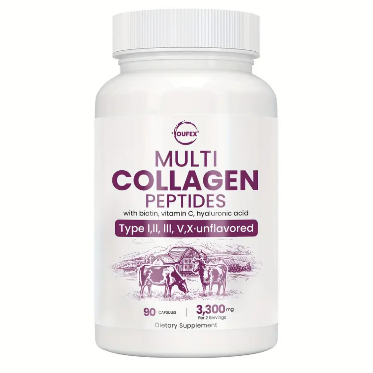 Multi Collagen Peptides – Type I, II, III, V, X – Unflavored, 90 Multi Collagen Pills – Grass Fed, with Biotin, Vitamin C, & Hyaluronic Acid, 3,300mg Per Serving