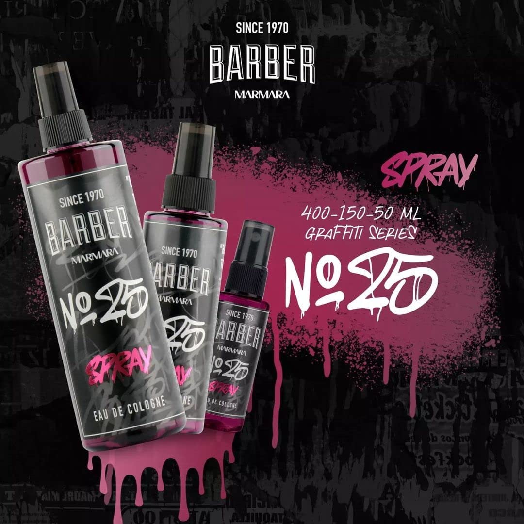 Barber Marmara Eau de Cologne Pump Spray Grafitti After Shave Men's Fragrance , Pack of 2