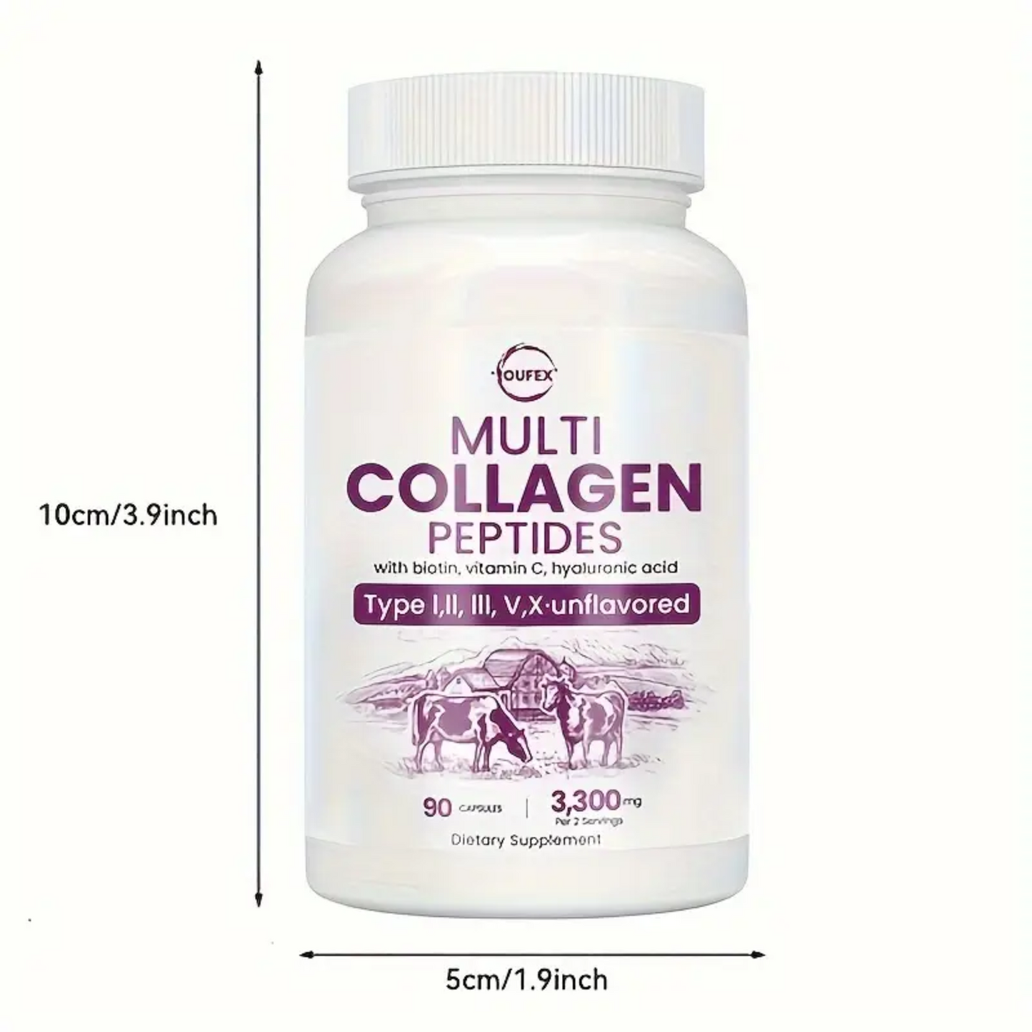 Multi Collagen Peptides – Type I, II, III, V, X – Unflavored, 90 Multi Collagen Pills – Grass Fed, with Biotin, Vitamin C, & Hyaluronic Acid, 3,300mg Per Serving