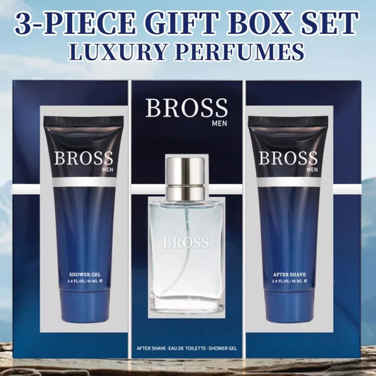 Bross Men 3-Piece Luxury Perfume Gift Set – Eau de Toilette, After Shave & Shower Gel