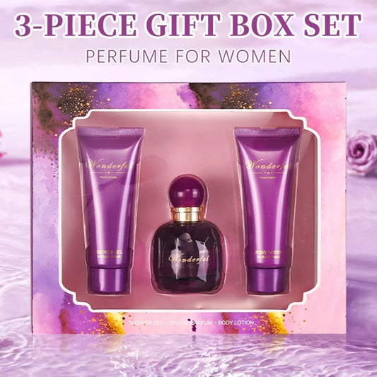 Wonderful 3-Piece Perfume Gift Set for Women – Eau de Parfum, Body Lotion & Shower Gel