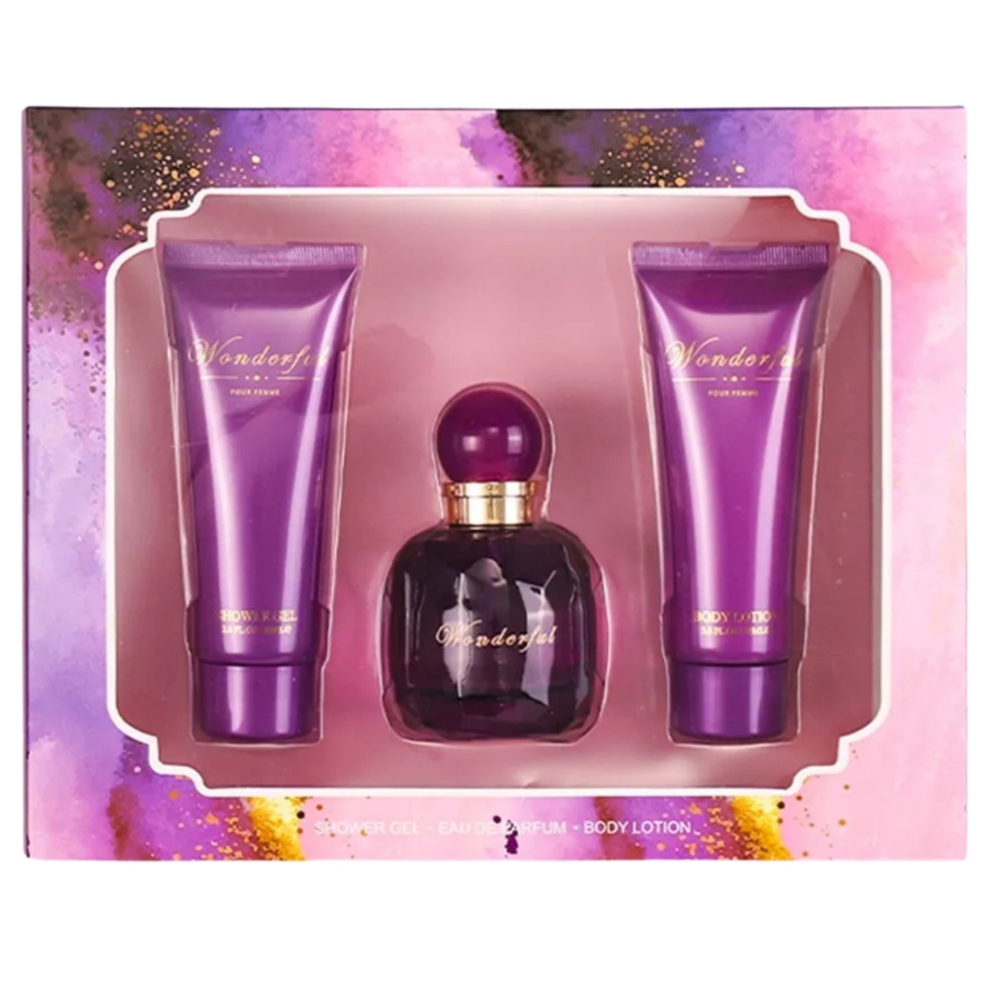 Wonderful 3-Piece Perfume Gift Set for Women – Eau de Parfum, Body Lotion & Shower Gel