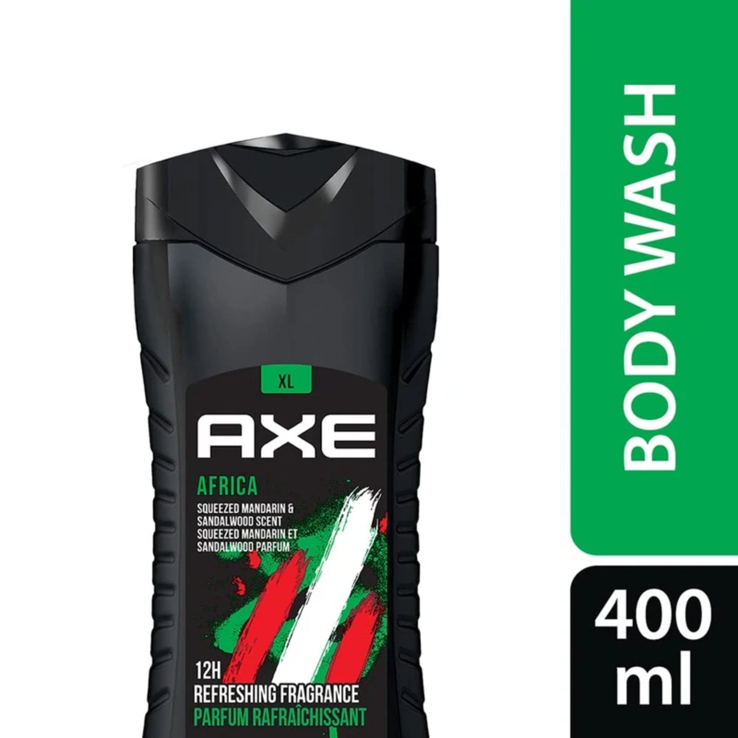 Axe Men's Africa Mandarin and Sandalwood Scent 3 In 1 Body, Face and Hair Wash 400 ml, Pack of 1