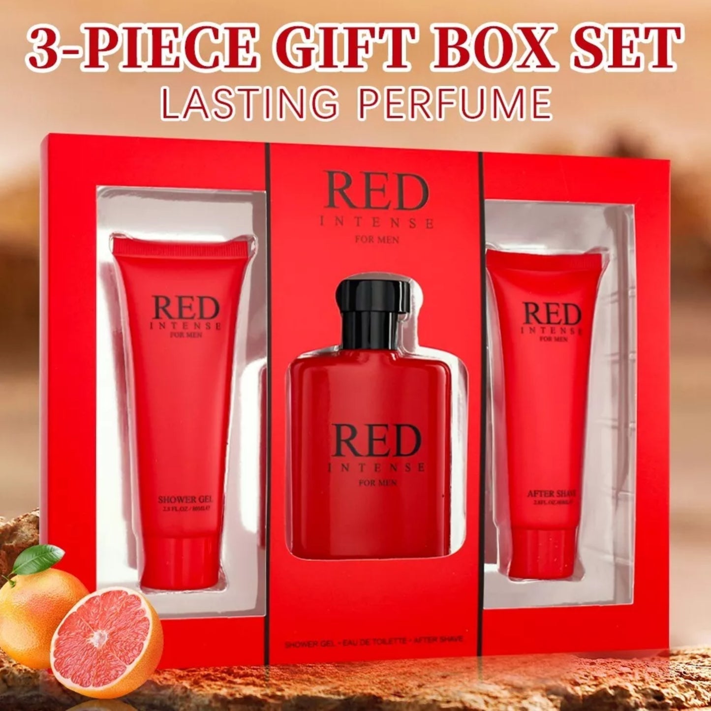 Red Intense 3-Piece Gift Box Set – Long-Lasting Perfume for Men
