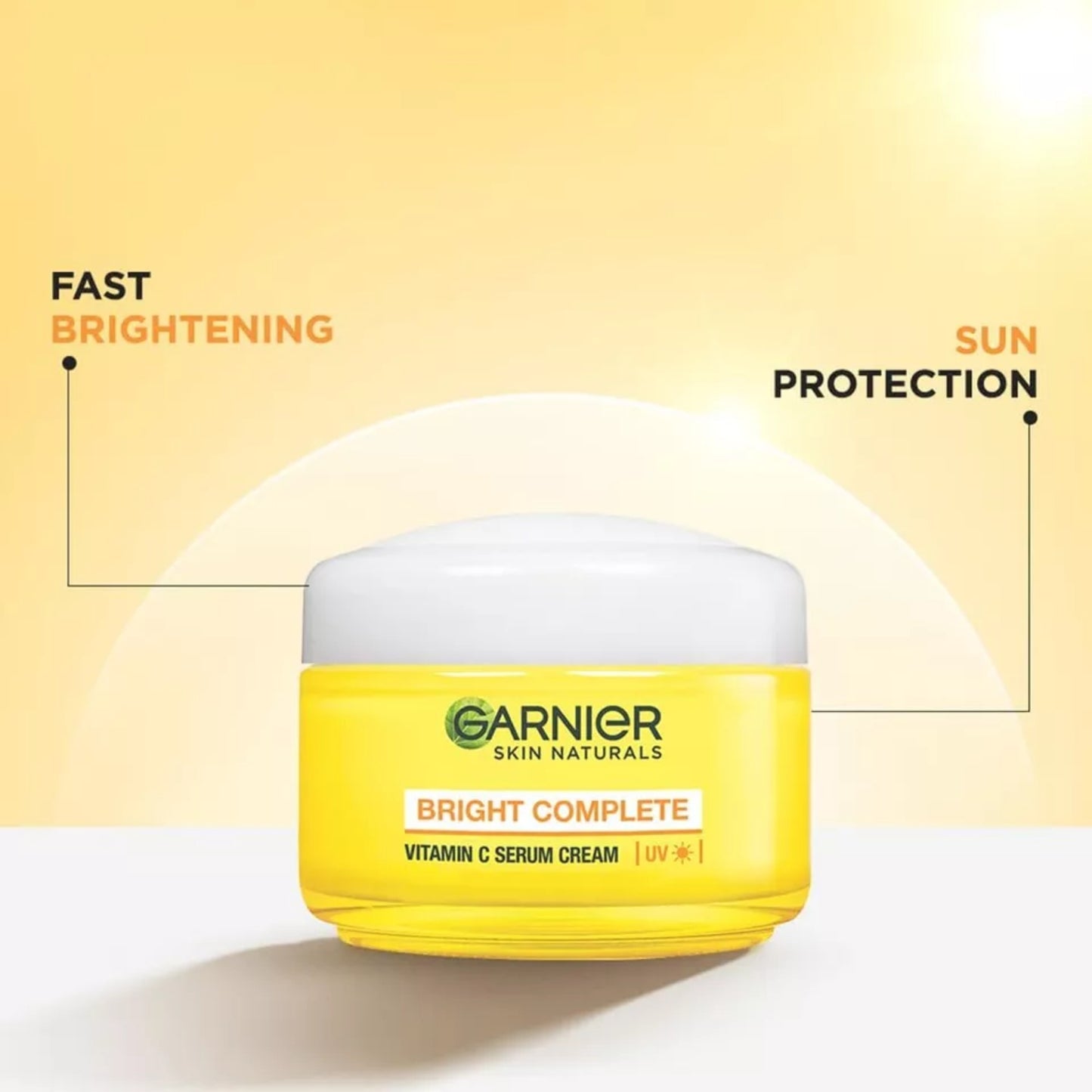 Garnier Skin Naturals Bright Complete Vitamin C Serum Cream with UV, 50ml - Brightens Skin & Fades Dark Spots