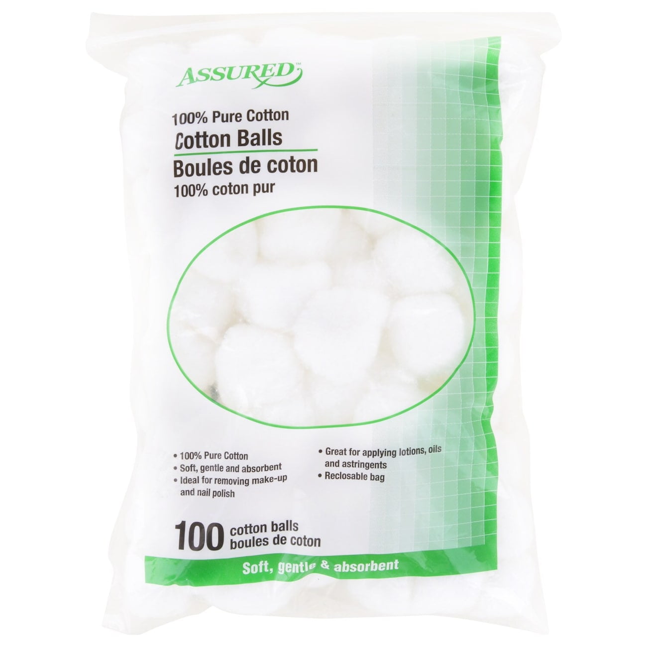Assured 100% Pure Cotton Balls 100-Count |1-Pack