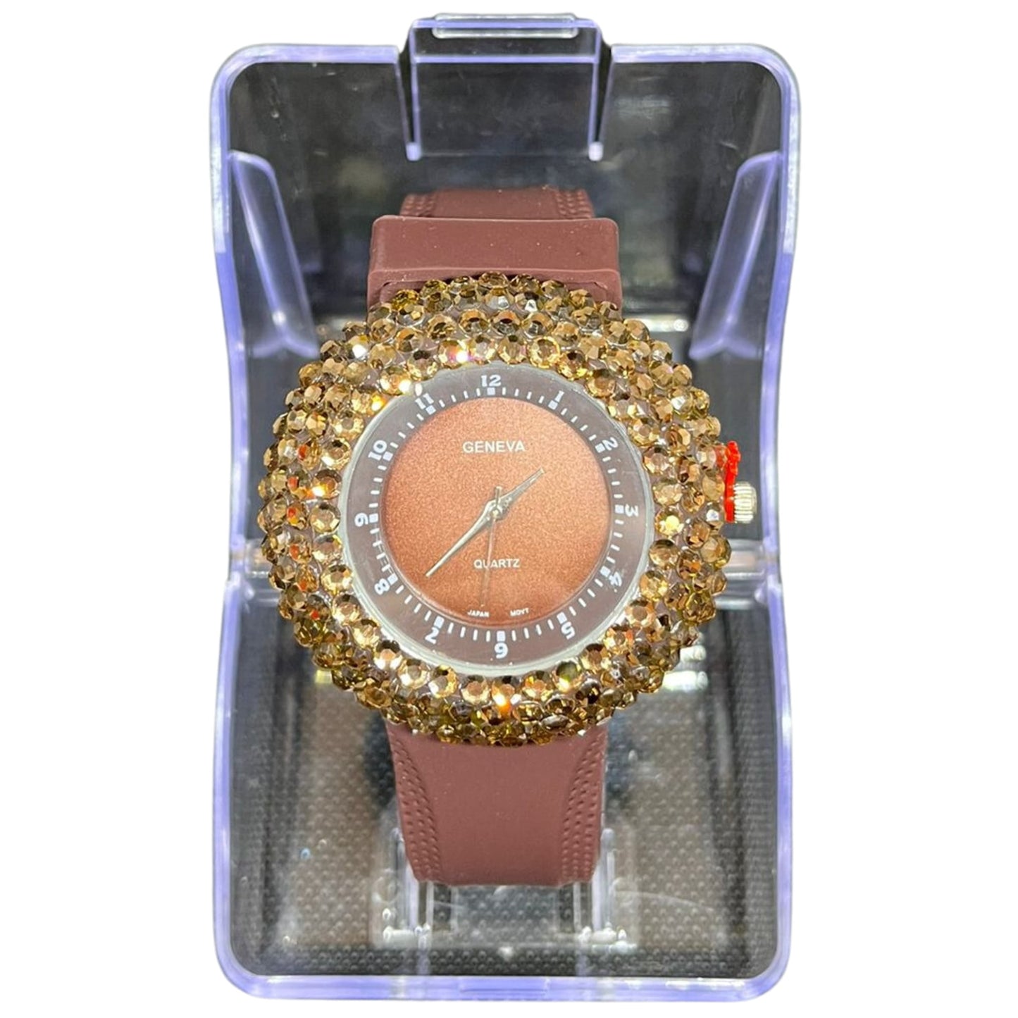 BBG Women's Watch with Golden Lining, Brown Color, 1 Pc per Pack