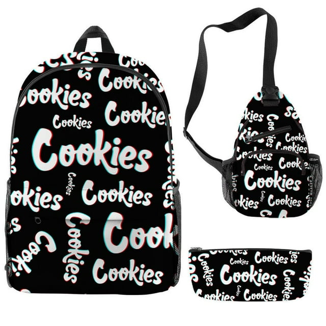 Black and White 'Cookies' 3-Piece Backpack, Sling Bag, and Pencil Case Set