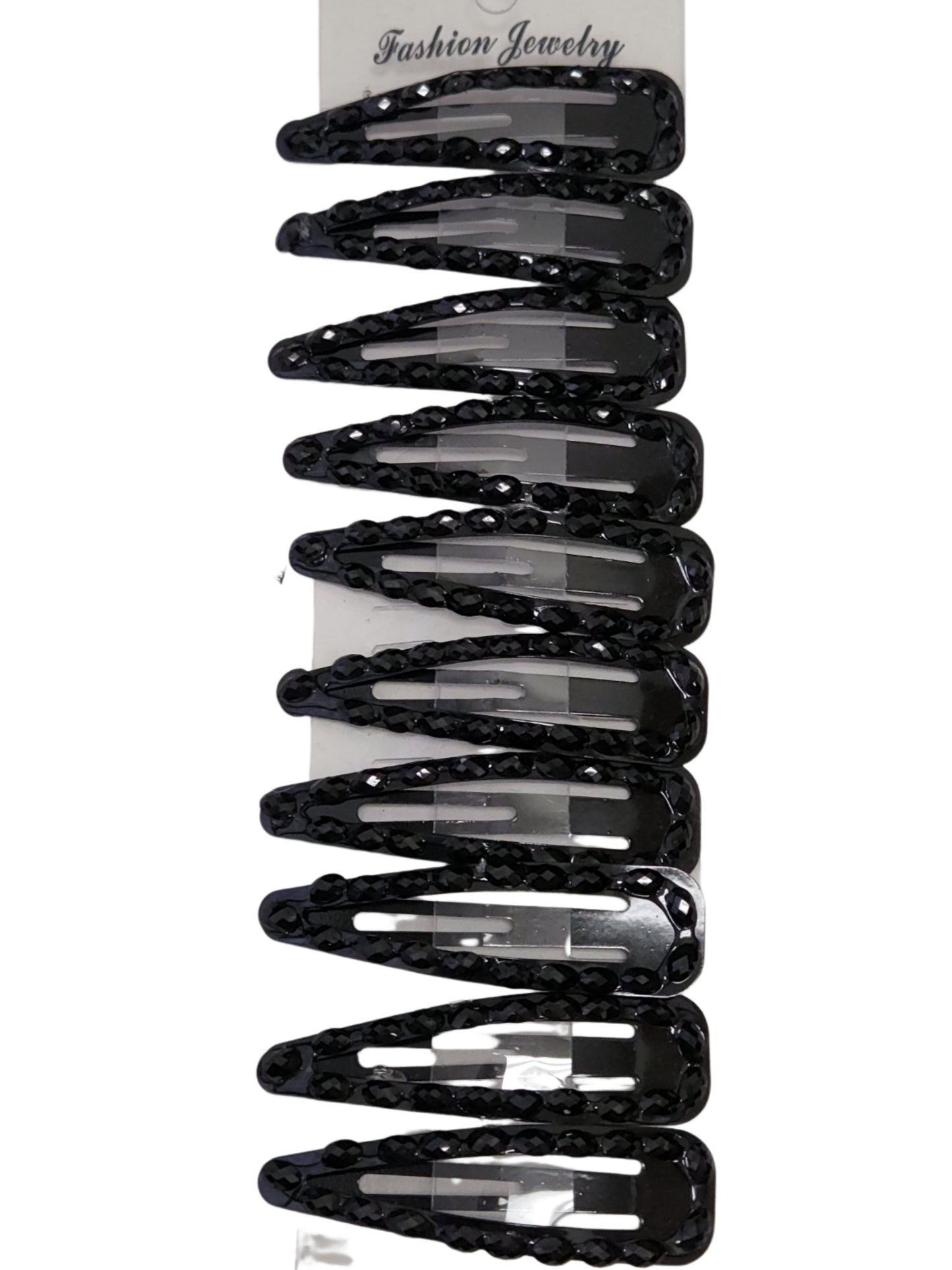 Black R.hinestone Hair Clip Set