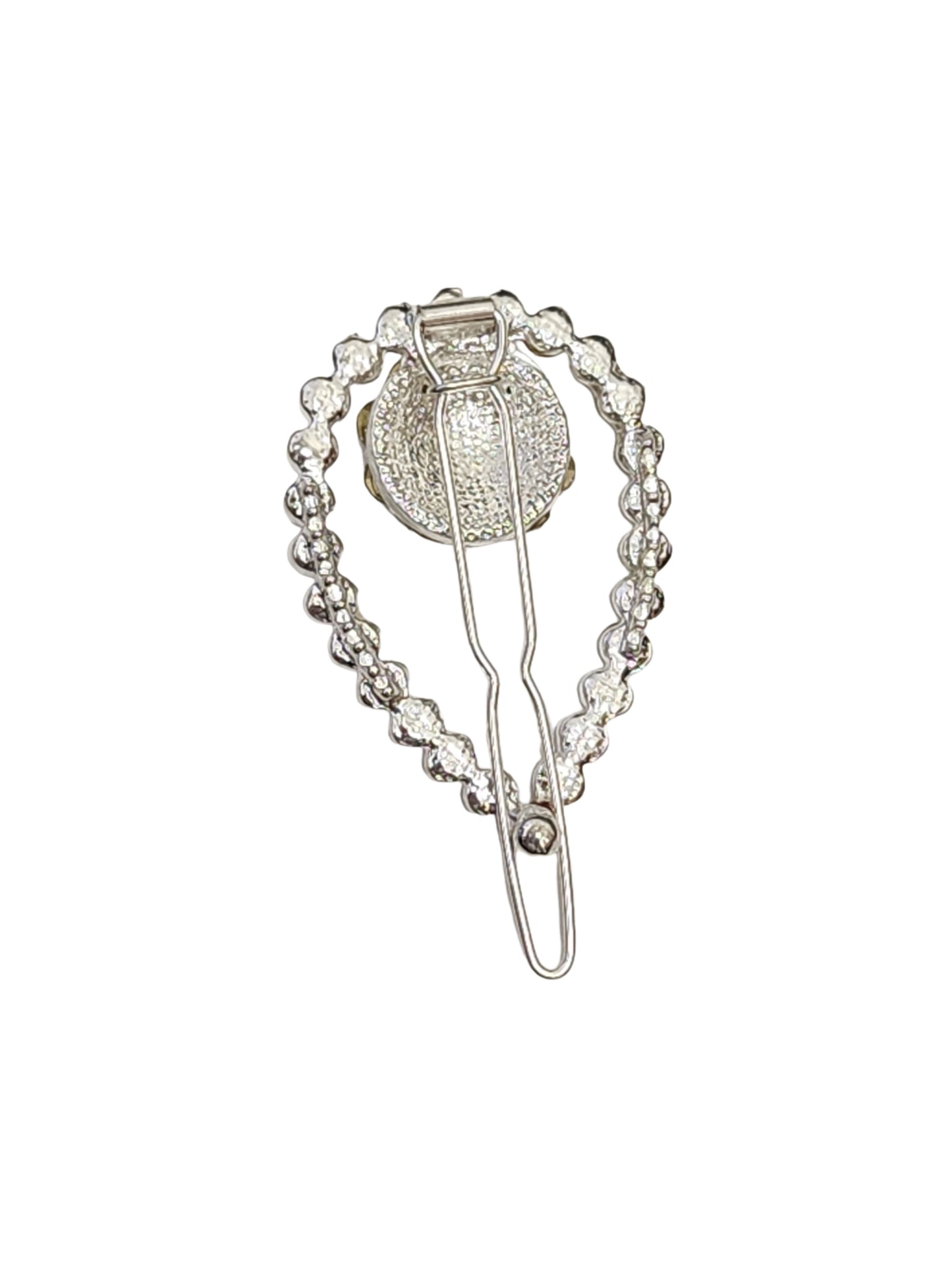 OVAL Crystal Hair Clip Silver