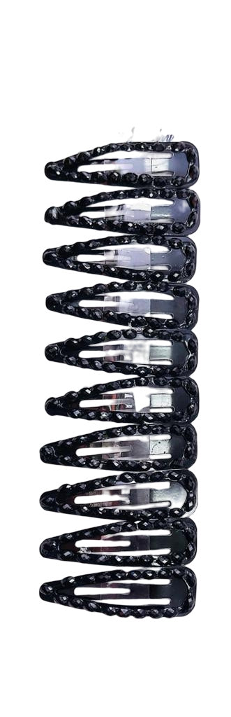 Black R.hinestone Hair Clip Set