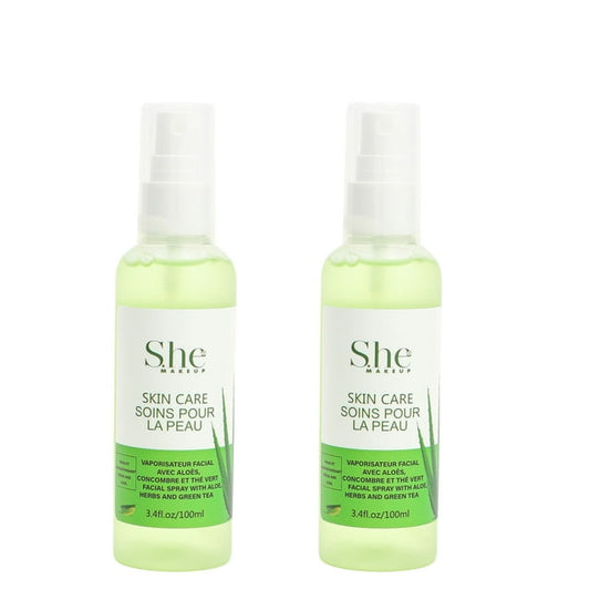 S.HE MAKEUP - FACIAL SPRAY WITH ALOE, CUCUMBER AND GREEN TEA, 2 Pcs per Pack