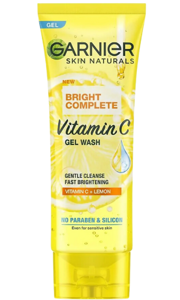 Garnier Skin Naturals Bright Complete Vitamin C Gel Wash, 100ml - Gentle Cleanse & Fast Brightening