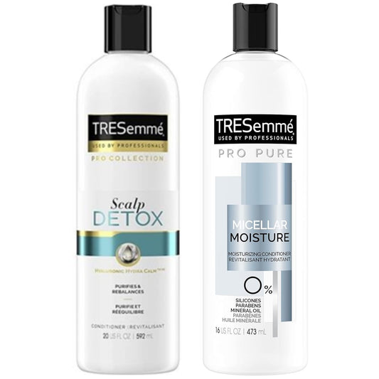 TRESemmé Pro Pure Conditioner For Daily Micellar Moisture Silicone Free 16 oz + TRESemmé Conditioner Nourishing for Dry Scalp Detox 20 oz (Set of 2)