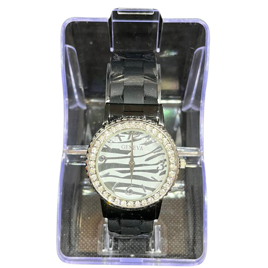 Trendy Girls & Women's Watch, Round with Strass, 1 Pc per Pack, Black