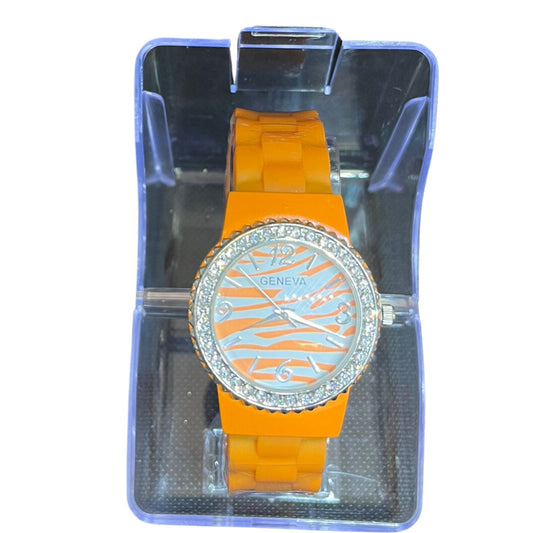 Trendy Girls & Women's Watch, Round with Strass, 1 Pc per Pack, Orange