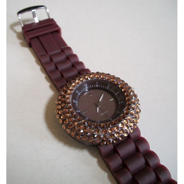 BBG Women's Watch with Golden Lining, Brown Color, 1 Pc per Pack