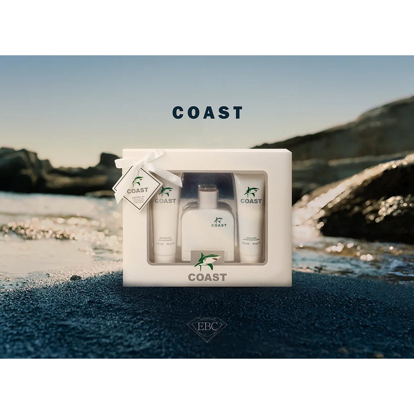 EBC Perfume Coast White Perfume Set, Perfume, Shower Gel & Body Lotion, For Men