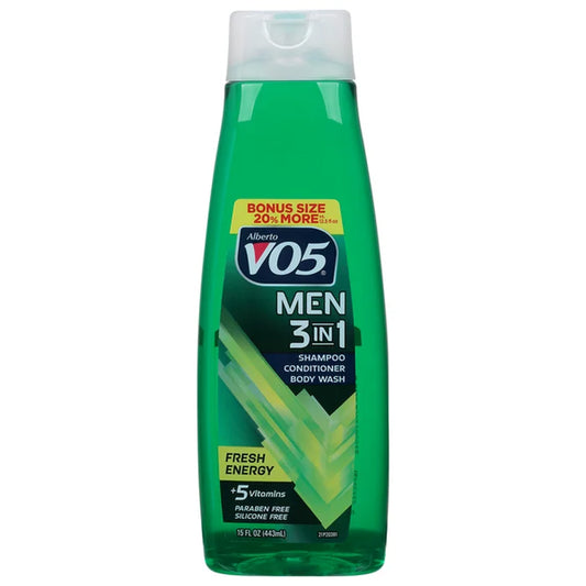 VO5 - Men 3 IN 1 - Shampoo / Conditioner / Body Wash Fresh Energy ( 15 FL OZ - 443 ML ) Large Size