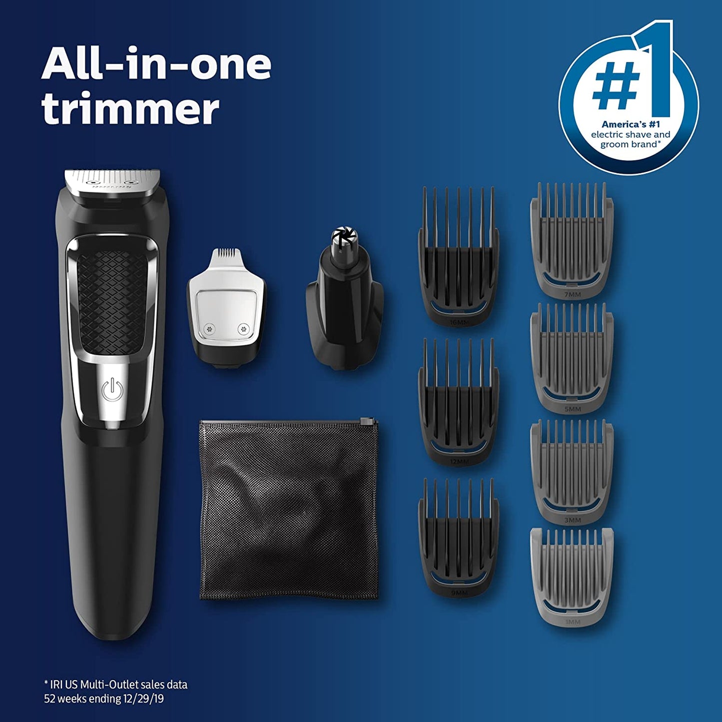 Philips Norelco Multi-groomer All-in-One Trimmer Series 3000, 13 Piece Men's Grooming Kit ll MG3750/60